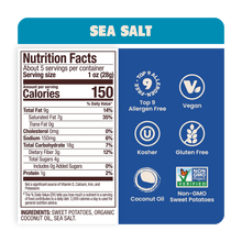 Load image into Gallery viewer, Nutrition Label Sea Salt Sweet Potato Chips in Coconut Oil 5oz - 8 Bags

