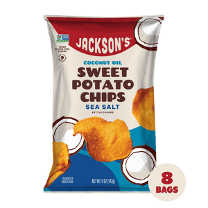 Jackson's Kettle-cooked Sea Salt Sweet Potato Chips in Coconut Oil 5oz - 8 Bags. Keto & 9-Allergen Free