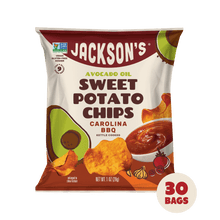 Load image into Gallery viewer, Keto Carolina BBQ Sweet Potato kettle Chips in Avocado Oil 1oz - 30 Bags. Gluten-free snack
