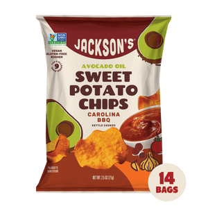 Carolina BBQ Sweet Potato Chips in Avocado Oil 2.5oz - 14 Bags. 9-Allergen Free & keto chips