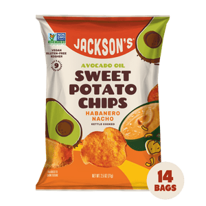Habanero Nacho Sweet Potato Chips in Avocado Oil 2.5oz - 14 Bags. Spicy Vegan Snack
