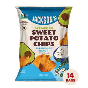 Vegan Farmhouse Ranch Sweet Potato Chips in Avocado Oil 2.5oz - 14 Bags. Paleo-friendly snack