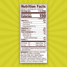 Load image into Gallery viewer, Nutritional label for Jackson&#39;s Sweet Potato Chips Spicy Jalapeno with unrefined oil
