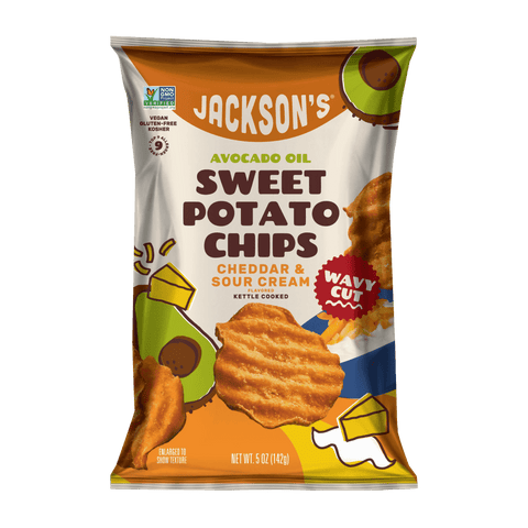 Wavy Cheddar & Sour Cream Flavored Sweet Potato Chips in Avocado Oil 5oz (Pack of 8)