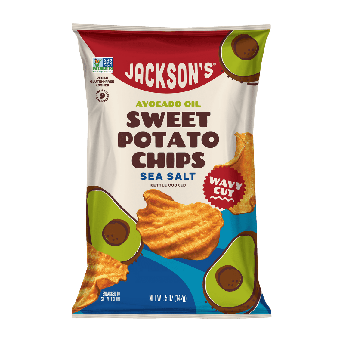 Wavy Sea Salt Sweet Potato Chips in Avocado Oil 5oz Bags