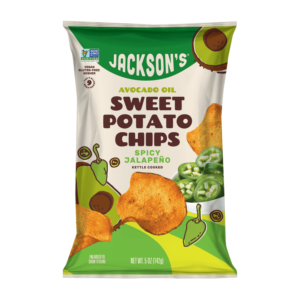 Spicy Jalapeño Sweet Potato Chips in Avocado Oil 5oz. Paleo and Gluten-Free