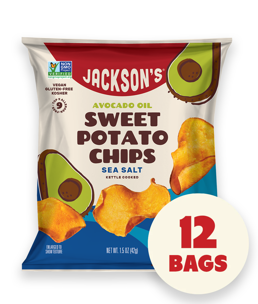 Jackson’s Sea Salt with premium avocado oil kettle-cooked Sweet Potato Chips 