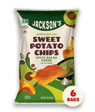 Load image into Gallery viewer, Spicy Salsa Verde  kettle-cooked sweet potato chips with pure avocado oil bag 
