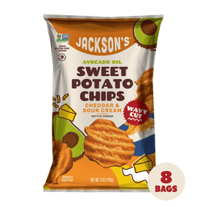Vegan Wavy Cheddar & Sour Cream Flavored Sweet Potato Chips in Avocado Oil 5oz - 8 Bags
