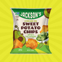 Load image into Gallery viewer, Spicy Jalapeño Sweet Potato Chips in Avocado Oil 1oz. Grain-free kettle-cooked snack 
