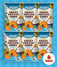 Load image into Gallery viewer, Six bags of Jackson&#39;s Chips Farmhouse Ranch flavored Sweet Potato Chips. Never cooked in seed oils. Perfect snack for school or the office.
