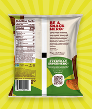 Load image into Gallery viewer, Back of packaging non-GMO best tasting veggie chips with clean, unrefined, avocado oil
