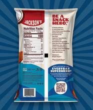 Load image into Gallery viewer, Back of packaging non-GMO heirloom sweet potato chips with clean, unrefined, coconut oil

